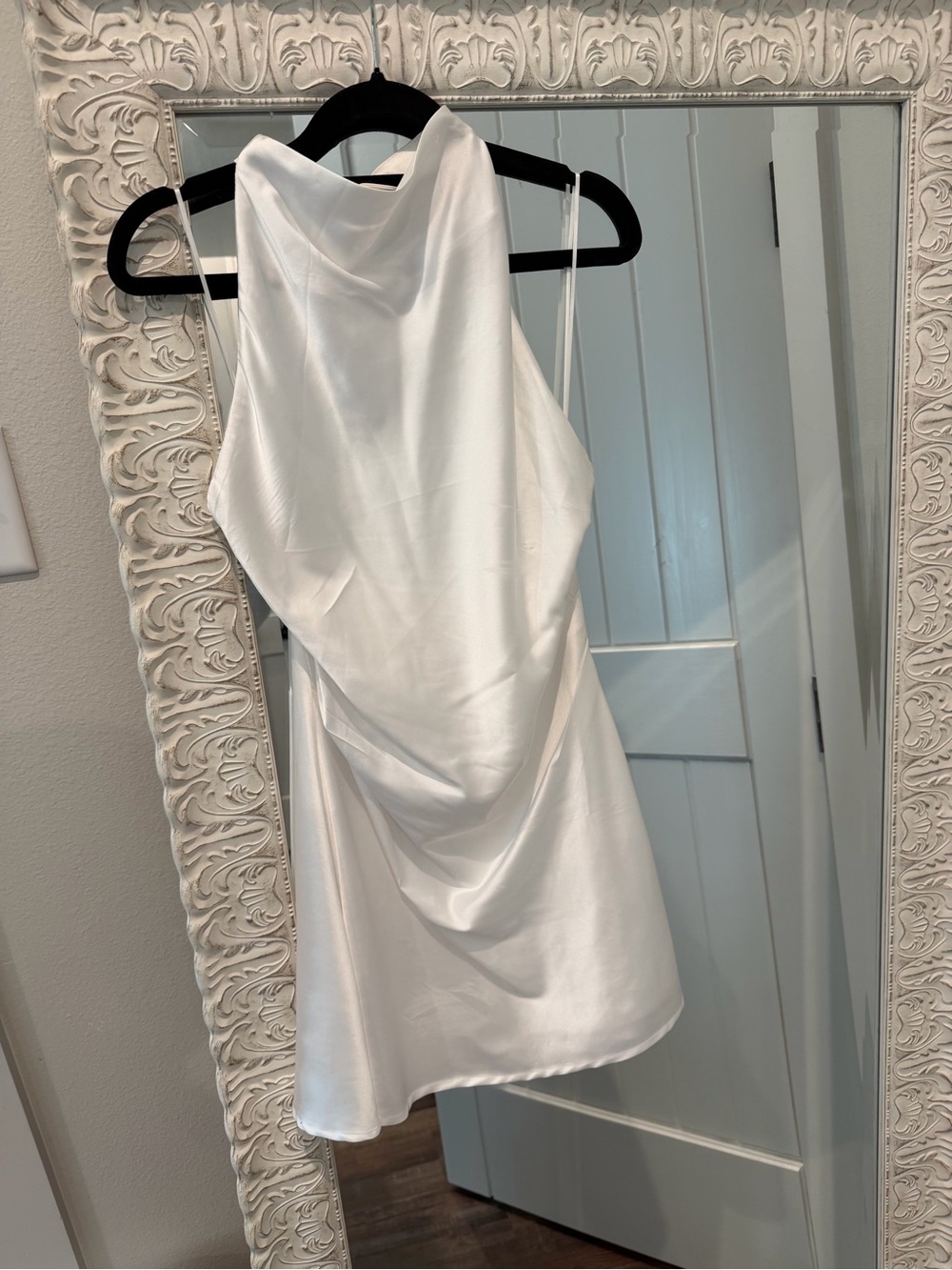 Altar'd State White Satin Cowl Mini Dress